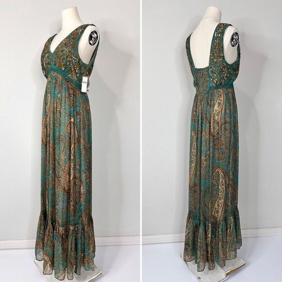 NWT Anthropologie Ranna Gill Beaded Maxi Dress 4 Whimsygoth Wedding Fairy Boho - Picture 5 of 14